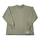 Green long-sleeve shirt with a logo on a white background