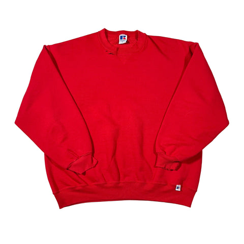 Red sweatshirt with brand logo on a white background