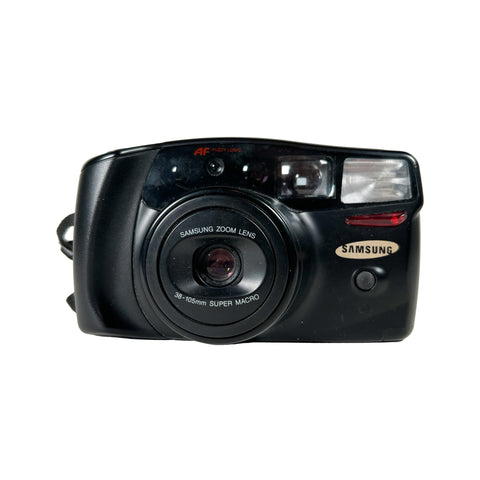 Black Samsung camera on a white background