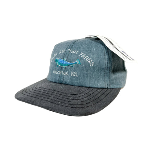Vintage 90's Scan Am Fish Farms Hat Anacortes WA Sample Hat