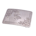 Vintage 90's Silver-Tone Floral Scroll & "S" Monogram Belt Buckle
