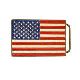 American flag belt buckle on a white background