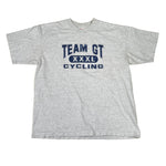 Gray t-shirt with 'Team GT Cycling' text on a white background
