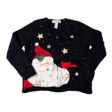 Black sweater with Santa Claus design on a white background