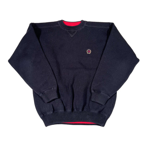 Vintage 90's Tommy Hilifiger All Cotton Heavy Black Crewneck Sweater