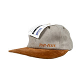Gray and brown cap with 'Top Flite' branding on a white background
