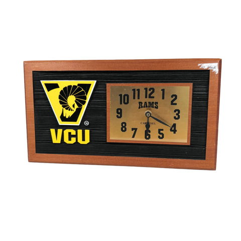 Vintage 90's VCU Rams NCAA Wooden Wall Clock
