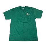 Green t-shirt with a logo on a white background