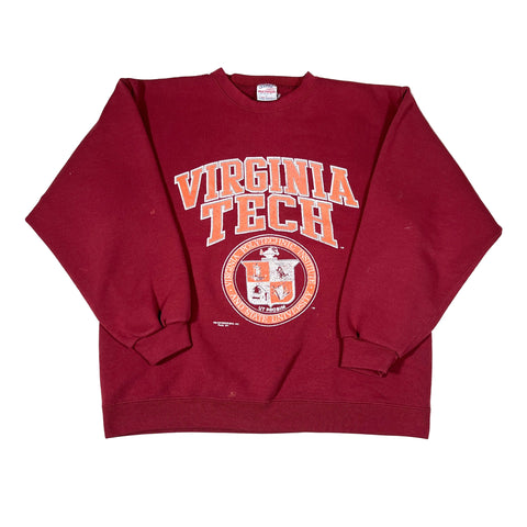 Red Virginia Tech sweatshirt on a white background
