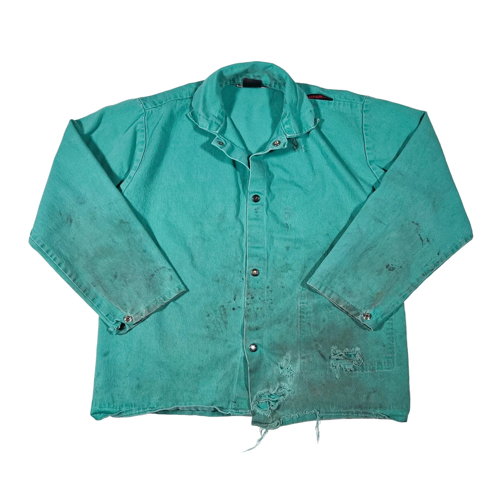 Vintage 90's Westex FR-7A Distressed Teal Welding Work Jacket