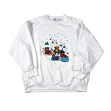 White shorts with cartoon bear design on a white background