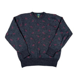 Vintage 90s Club Room Gray Pink Paisley Merino Wool Sweater