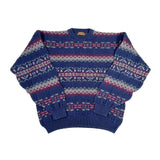 Vintage 90s Eddie Bauer Blue Fair Isle Chunky Knit Sweater