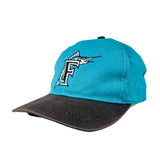 Vintage 90s Florida Marlins Teal Black Snapback Hat
