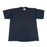 Black t-shirt with a pocket on a white background