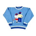 Vintage 90s Hand-Knit Baseball-Themed Sweater