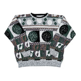Vintage 90s Michael Gerald Green Geometric Abstract Pattern Sweater