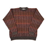 Vintage 90s Natural Issue Burgundy Orange Geometric Pattern Knit Sweater
