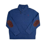Vintage 90s Polo Ralph Lauren Shawl Collar Elbow Patch Sweatshirt