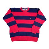 Vintage 90s Tommy Hilfiger Red Navy Striped Cotton Sweater