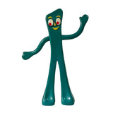 A glossy teal green character figurine with a wavy arm, large cartoon eyes, and a yellow smile, standing on a light gray background.