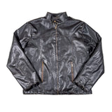 Black leather jacket on a white background