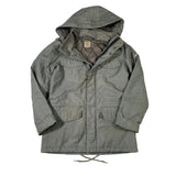 Green hooded jacket on a white background