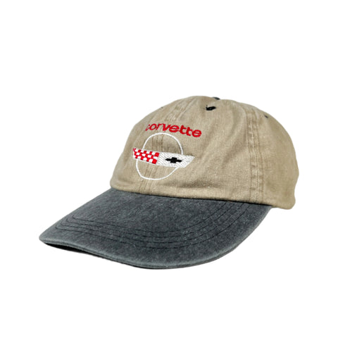 Vintage Y2K Corvette Two-Tone Embroidered Logo Dad Hat