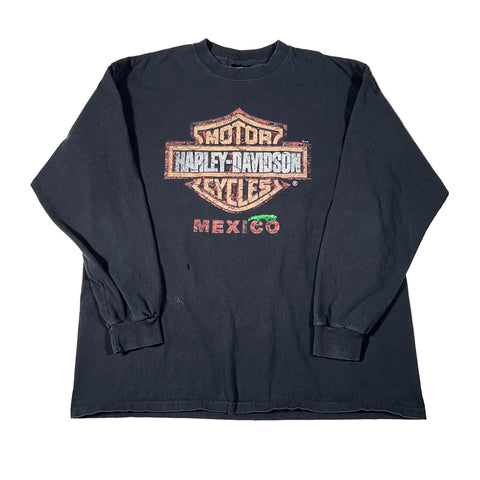 Black long-sleeve shirt with Harley-Davidson logo on a white background