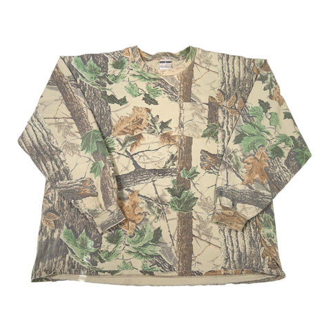 Camouflage-patterned shirt on a white background