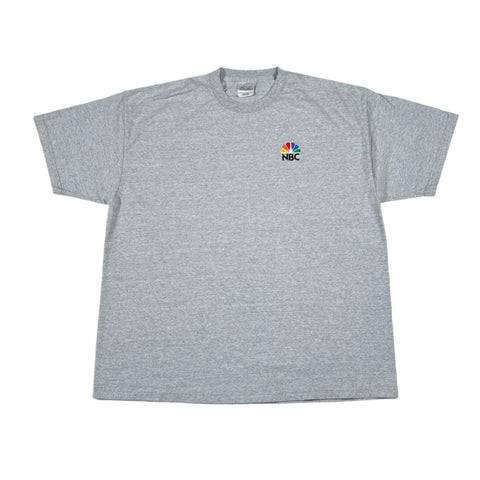 Vintage Y2K NBC Peacock Embroidered Logo Gray T-Shirt