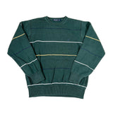 Vintage Y2K Nautica Forest Green Striped Crewneck Sweater
