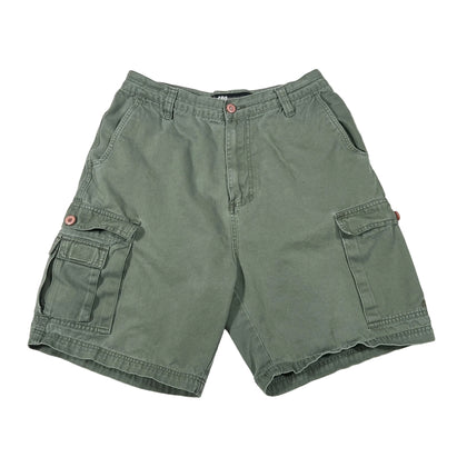 Green cargo shorts on a white background