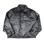 Black leather jacket on a white background