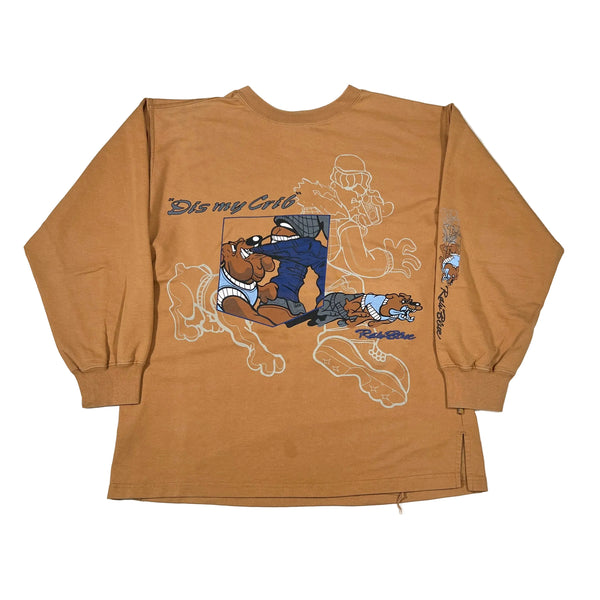 Vintage Y2K Raw Blue Dis My Crib Graphic Long Sleeve T-Shirt