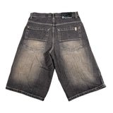 Denim shorts on a white background