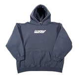 Blue hoodie with 'WRK' logo on a white background