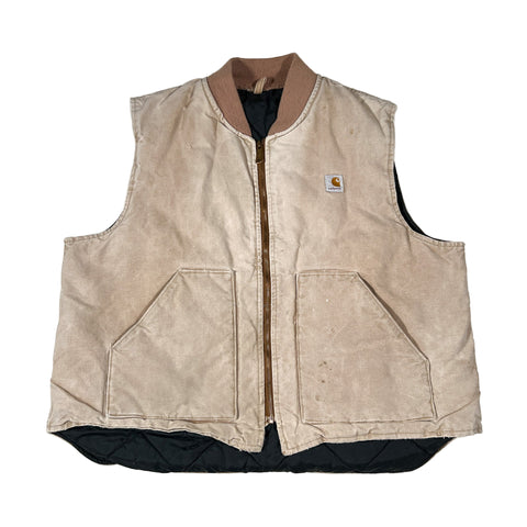 Beige vest with brown collar on a white background