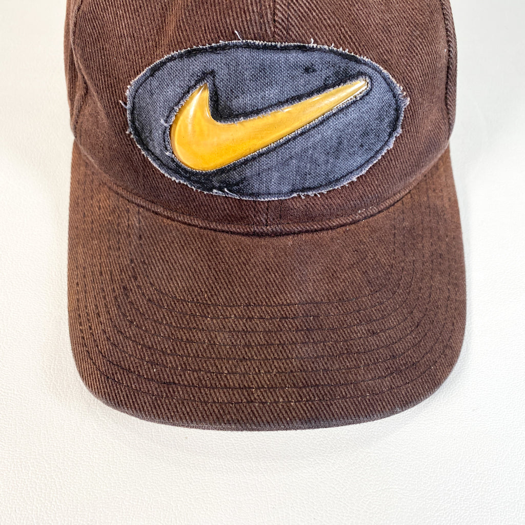 Vtg Nike Golf Hat Swoosh Check Red Strapback Cap