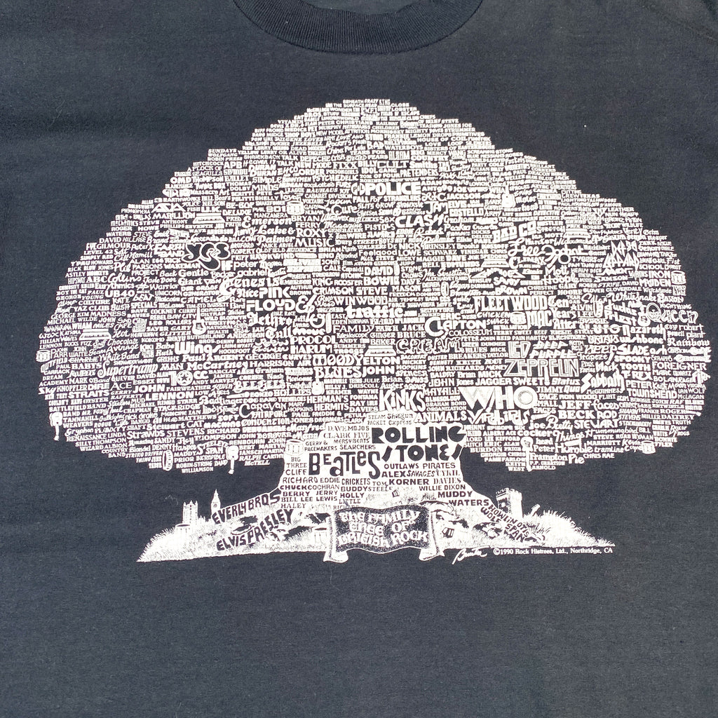 Vintage 1990 British Rock Family Tree T-Shirt – CobbleStore Vintage