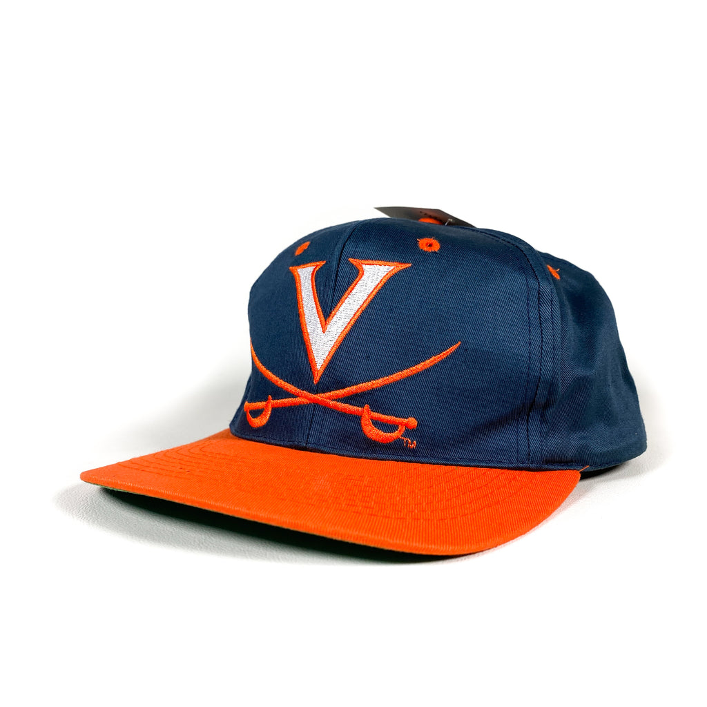 Vintage 90's University of Virginia UVA Sword Logo Blue Orange Snapbac –  CobbleStore Vintage