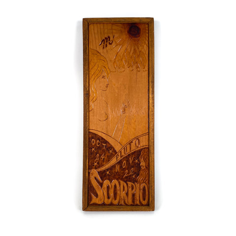 Vintage 1974 Scorpio Pluto Hand Carved Plaque