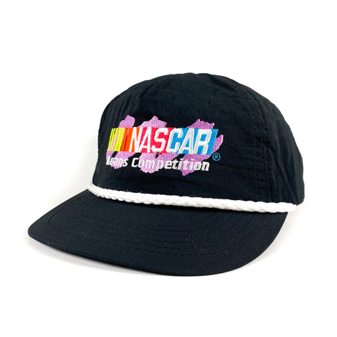 Vintage 90's Nascar Competition Racing Black Snapback Nylon Rope Hat