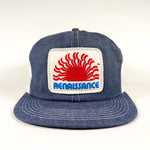 Vintage 80's Renaissance Sun Patch Chambray USA Made K-Products Trucker Hat