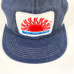 Vintage 80's Renaissance Sun Patch Chambray USA Made K-Products Trucker Hat