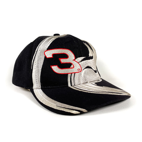 Vintage 90's Dale Earnhardt 3 Silver Smoke Black Nascar Snapback Hat