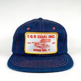 Vintage 1982 Coal Mine Equipment Patch Denim Snapback Trucker Hat