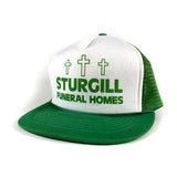 Vintage 80's Sturgill Funeral Homes Green Trucker Hat