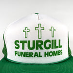 Vintage 80's Sturgill Funeral Homes Green Trucker Hat