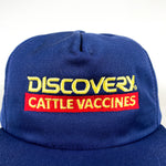 Vintage 90's Discovery Cattle Vaccines Blue Cow Snapback Hat
